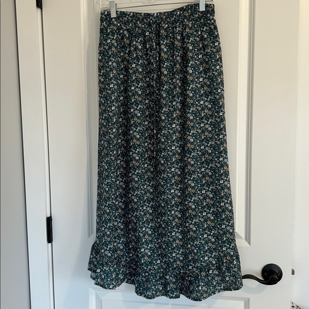 BoHo maxi skirt & sweater lightweight green sweater Floral Prairie skirt Unworn - Picture 4 of 6